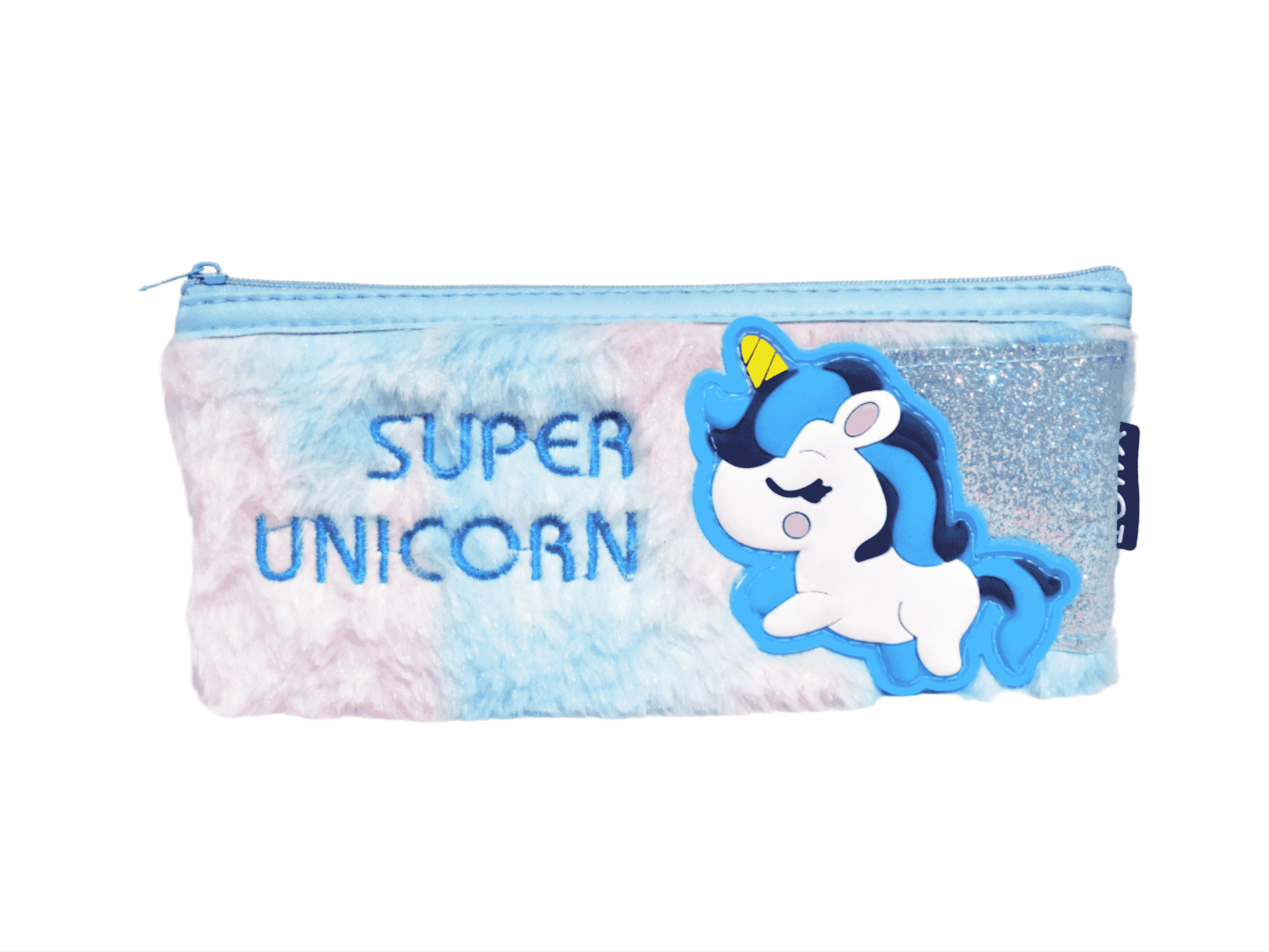 Super Unicorn Fur Pouch for Kids (Set of 1, Blue)
